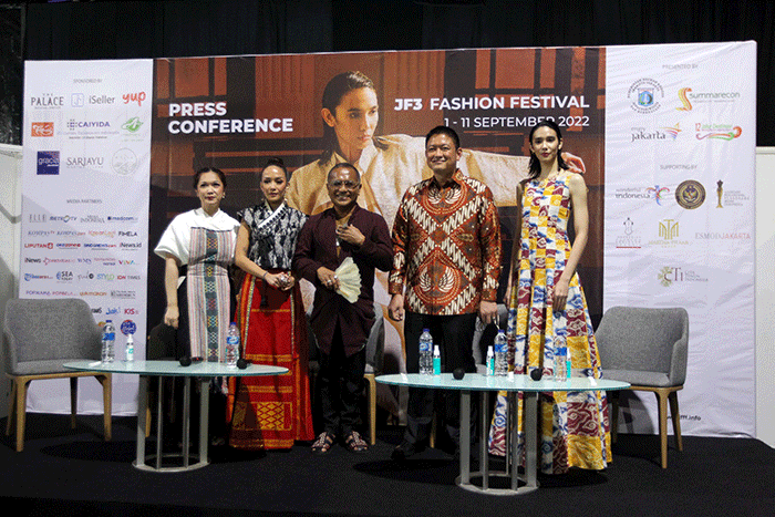 Konferensi pers Opening JF3 Fashion Festival di Summarecon Kelapa Gading, Jakarta, Kamis (1/9/2022).