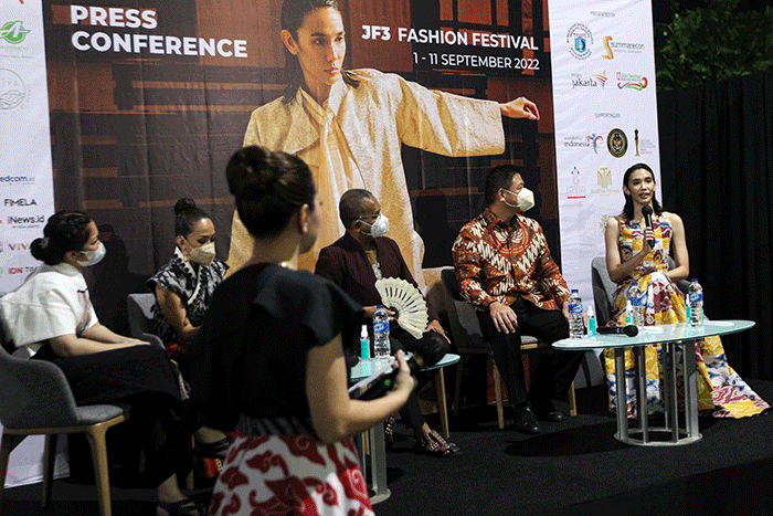 Konferensi pers Opening JF3 Fashion Festival di Summarecon Kelapa Gading, Jakarta, Kamis (1/9/2022).