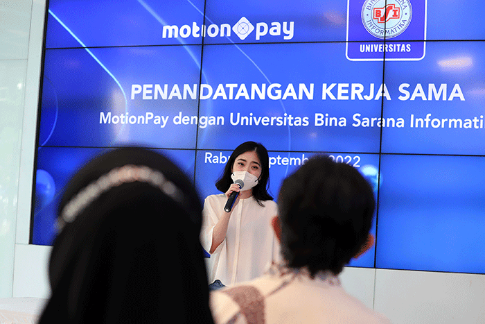 Penandatanganan kerja sama MotionPay dengan Universitas Bina Sarana Informatika (BSI) di Jakarta, Rabu (7/9/2022).