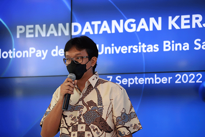 Penandatanganan kerja sama MotionPay dengan Universitas Bina Sarana Informatika (BSI) di Jakarta, Rabu (7/9/2022).