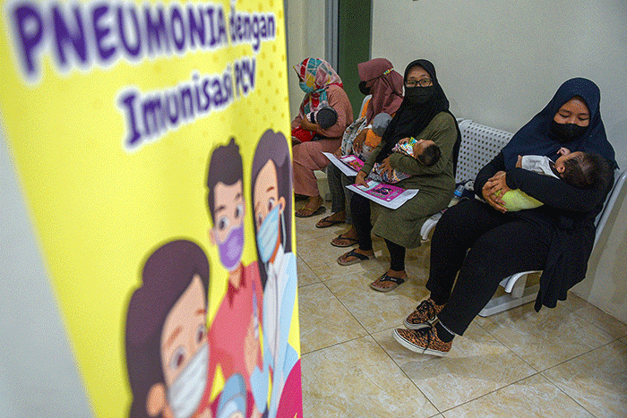 Kementerian Kesehatan RI mencanangkan Imunisasi Pneumococcus Konyugasi (PCV) Tingkat Nasional Tahun 2022 di Puskesmas Talang Jambe, Jalan Pesantren Palembang.