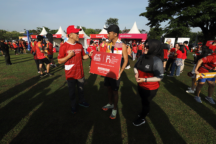 Kegiatan Friendship Run Jakarta, yang merupakan rangkaian kegiatan Road to Borobudur Marathon di Jakarta, Minggu (11/9/2022).