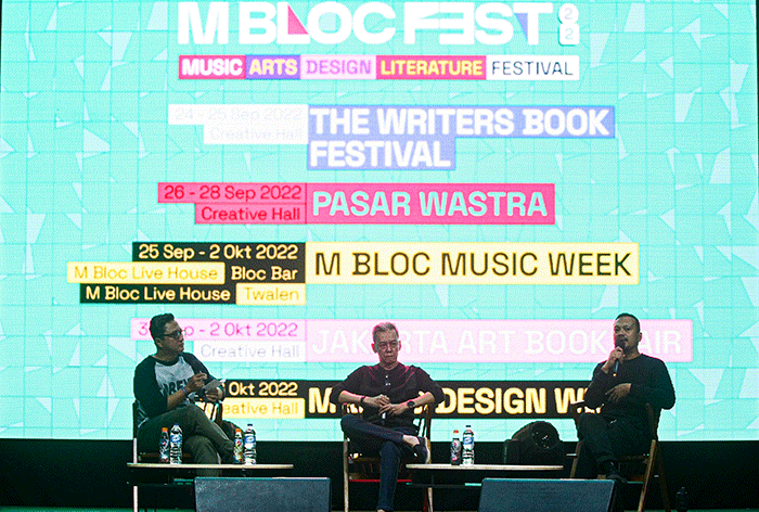 Konferensi pers M Bloc Fest 2022 di Live Space, Jakarta, Rabu (21/9/2022).