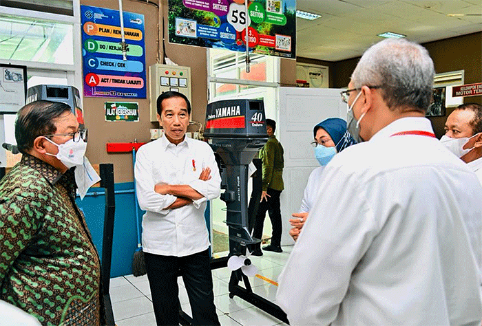 Di sela-sela kunjungan kerjanya ke Maluku Utara, Presiden Joko Widodo menyempatkan diri meninjau Balai Pelatihan Vokasi dan Produktivitas (BPVP) Kota Ternate.