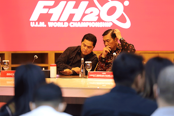 Penandatanganan signing ceremony event Grand Prix UIM F1H20 Championship di Jakarta, Selasa (27/9/2022).