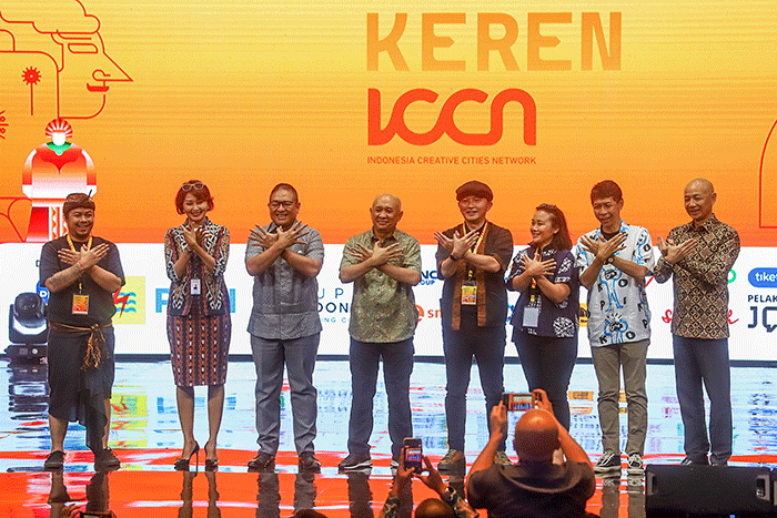 Pembukaan Rakornas Indonesia Creative Cities Network (ICCN), di Gedung iNews, Jakarta, Rabu (28/9/2022).