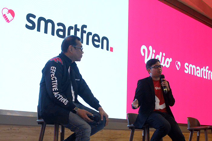 Peluncuran paket hasil kolaborasi antara Smartfren dan Vidio di Jakarta, Selasa (27/9/2022).