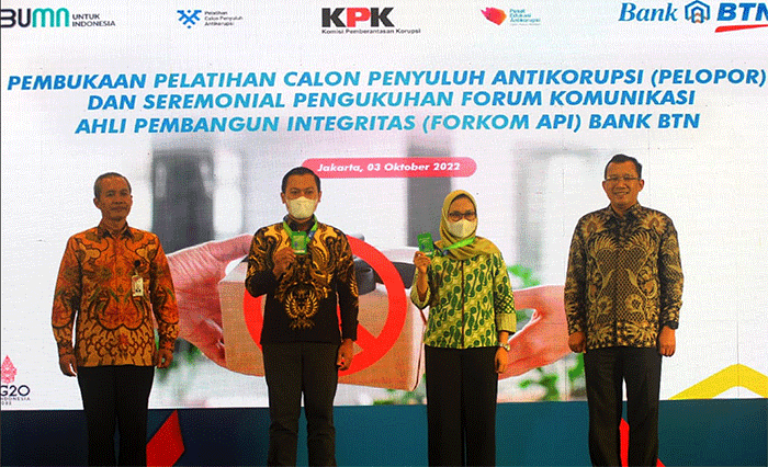 Untuk mendukung gerakan anti korupsi dan penegakan integritas di lingkungan kerja BTN, Bank BTN menggelar pelatihan calon Penyuluh Anti Korupsi.