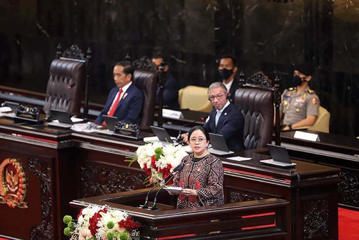 Presiden Joko Widodo menyampaikan pidatonya saat pembukaan the 8th G20 Parliamentary Speakers' Summit (P20) di Gedung Nusantara, Kompleks Parlemen, Senayan.