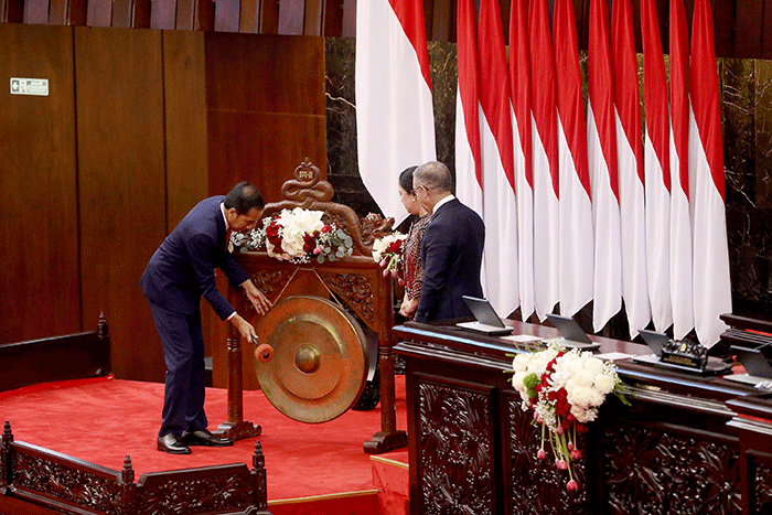 Presiden Joko Widodo menyampaikan pidatonya saat pembukaan the 8th G20 Parliamentary Speakers' Summit (P20) di Gedung Nusantara, Kompleks Parlemen, Senayan.