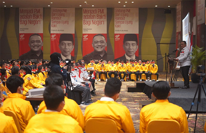 Kepala BP2MI Benny Rhamdani memberikan paparannya saat pelepasan Pekerja Migran Indonesia (PMI) Program Government to Government (G to G) Korea Selatan.