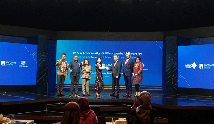 Kuliah umum serta meet and greet para mahasiswa baru MNC University dengan Macquarie University Representatives di MNC Conference Hall, iNews Tower.