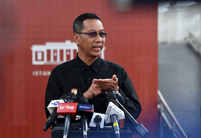 Heru Budi Hartono yang ditunjuk sebagai Penjabat (Pj) Gubernur DKI Jakarta memberikan keterangannya di Kompleks Istana Kepresidenan.