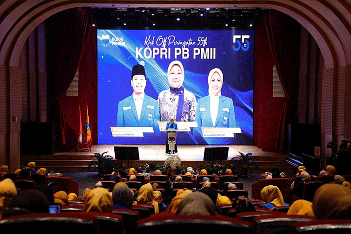 Harlah yang ke-55 tahun, Korps PMII Puteri (KOPRI) Pengurus Besar Pergerakan Mahasiswa Islam Indonesia (PB PMII), di Gedung Perpustakaan Nasional Jakarta.