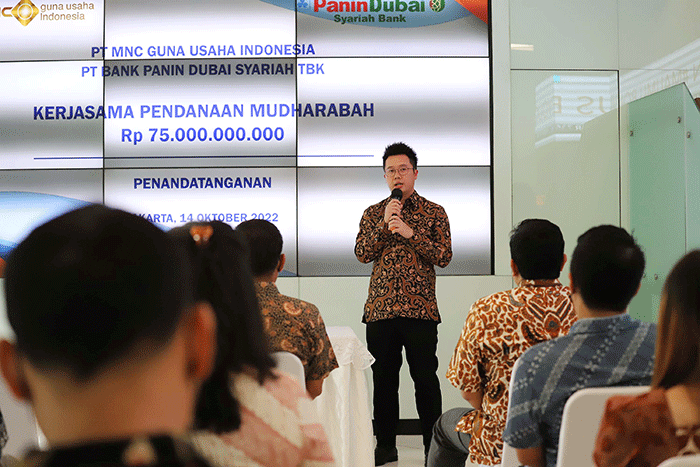 Penandatanganan kerja sama pembiayaan Mudharabah sebesar Rp75 miliar antara PT MNC Guna Usaha dengan PT Bank Panin Dubai Syariah Tbk (PNBS).