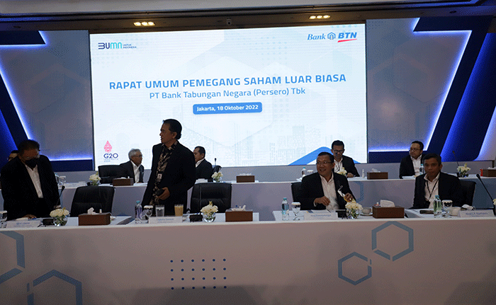 Rapat Umum Pemegang Saham Luar Biasa (RUPSB) Bank BTN di Jakarta, Selasa (18/10/2022).