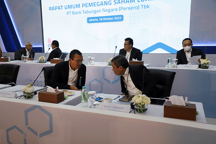 Rapat Umum Pemegang Saham Luar Biasa (RUPSB) Bank BTN di Jakarta, Selasa (18/10/2022).