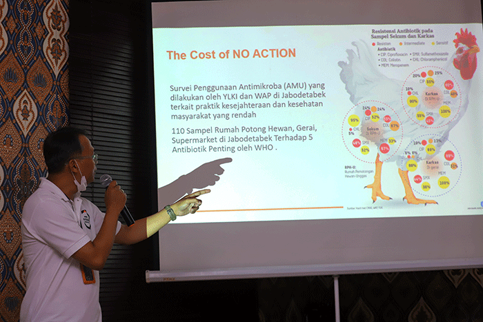 Konferensi pers terkait 'Mendorong Emiten Resto Cepat Saji Terhadap Standart Dalam Kesejahteraan Ayam' dalam Riset World Animal Protection.