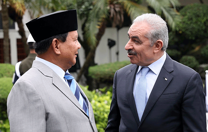 Menteri Pertahanan Prabowo Subianto menerima kunjungan resmi Perdana Menteri Palestina Mohammed Ibrahim Shtayyeh di Kementerian Pertahanan.