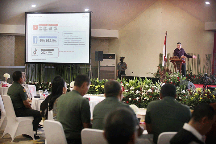 Workshop TNI AD Bersama Pemerintah Dalam Mengembangkan Ekonomi UMKM di Era Digital, di Buperta Cibubur, Jakarta Timur, Sabtu (29/10/2022).