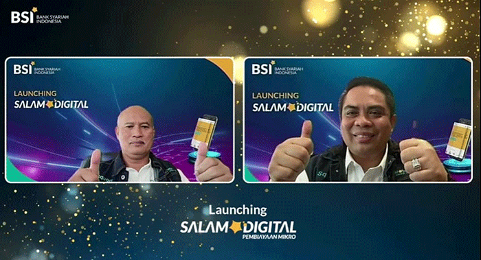 Direktur Retail Banking BSI Ngatari (kiri) dan Direktur Sales & Distribution BSI Anton Sukarna (kanan) saat meresmikan Portal Salam Digital BSI.