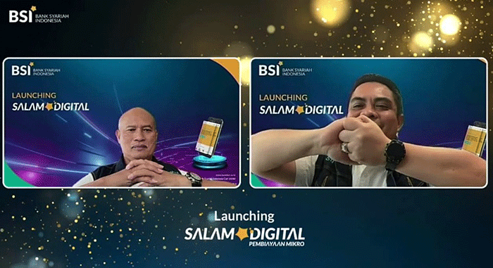 Direktur Retail Banking BSI Ngatari (kiri) dan Direktur Sales & Distribution BSI Anton Sukarna (kanan) saat meresmikan Portal Salam Digital BSI.