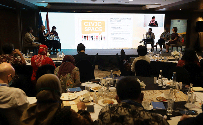 Diskusi civil society forum promoting an enabling environment for CSOs in Indonesia di Jakarta, Selasa (1/11/2022).