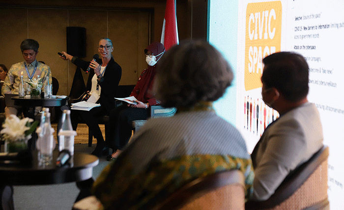 Diskusi civil society forum promoting an enabling environment for CSOs in Indonesia di Jakarta, Selasa (1/11/2022).