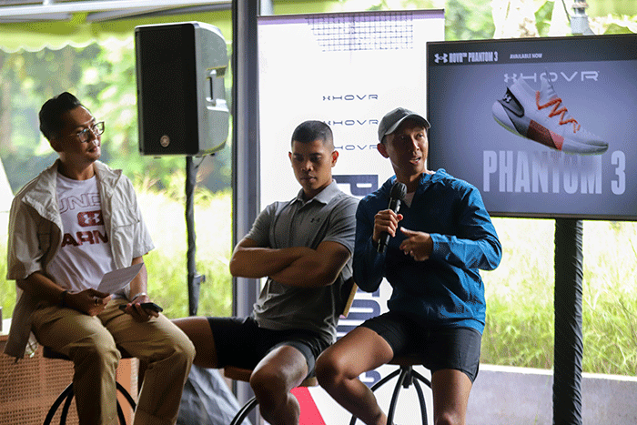 Peluncuran sepatu lari Under Armour HOVR™ Phantom 3 di Padari Lounge, Plataran Hutan Kota (GBK), Senayan, Jakarta, Selasa (2/11/2022).