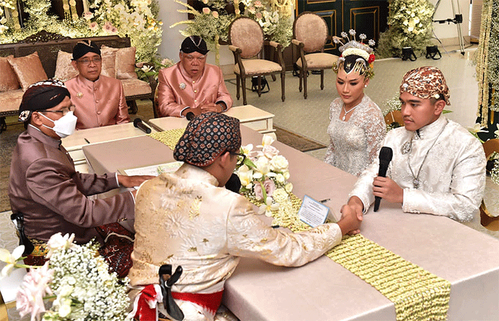 Foto-foto akad nikah putra bungsu Presiden Joko Widodo (Jokowi), Kaesang Pangarep dengan Erina Gudono berlangsung pada Sabtu (10/12/2022) siang.