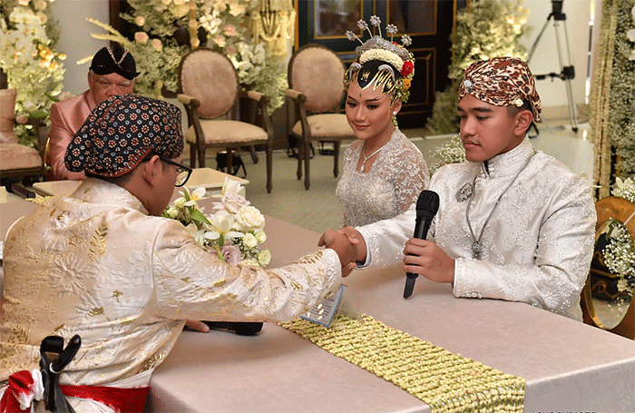 Foto-foto akad nikah putra bungsu Presiden Joko Widodo (Jokowi), Kaesang Pangarep dengan Erina Gudono berlangsung pada Sabtu (10/12/2022) siang.