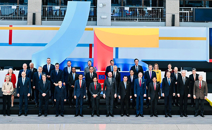 Presiden Joko Widodo menghadiri Konferensi Tingkat Tinggi (KTT) Peringatan 45 Tahun ASEAN-Uni Eropa di Gedung Europa, Brussels, Rabu (14/12/2022).