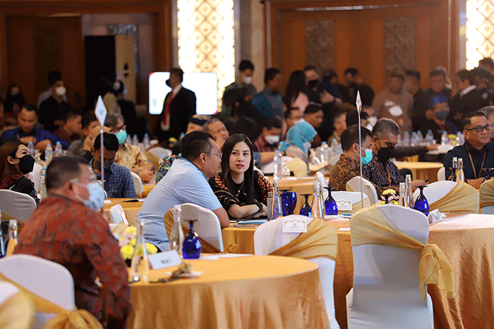 Menteri Pariwisata dan Ekonomi Kreatif (Menparekraf) Sandiaga Uno saat memberikan sambutan pada Rakornas pariwisata dan ekonomi kreatif (Parekraf) 2022.