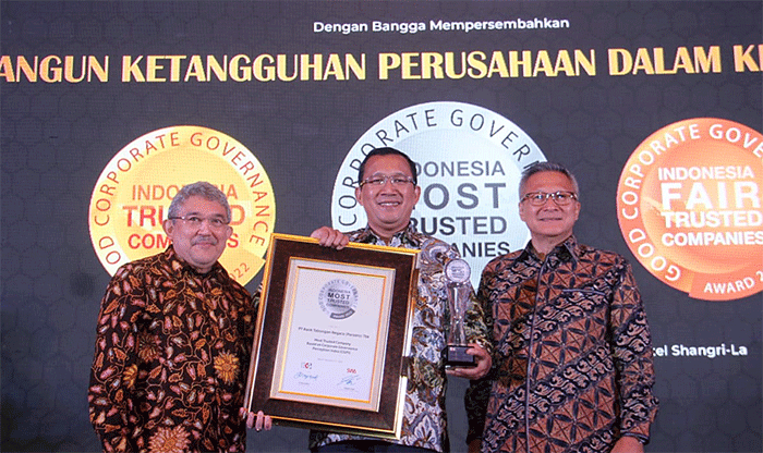 Indonesia Most Trusted Company Based berdasarkan Corporate Governance Perception Index (CGPI) 2021 pada ajang CGPI Award di Jakarta, Selasa (20/12/2022).