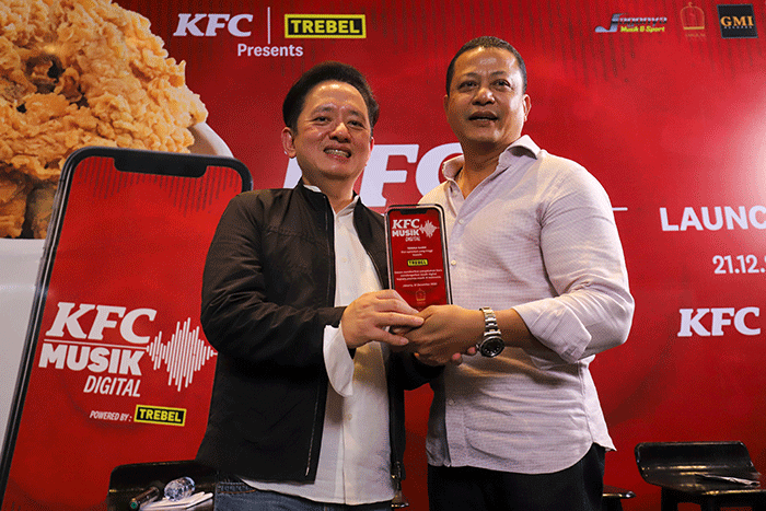 Konferensi pers dalam acara Launching KFC Musik Digital powored by Trebel di KFC by Naughty by Nature di Jakarta Selatan, Rabu (21/12/2022).