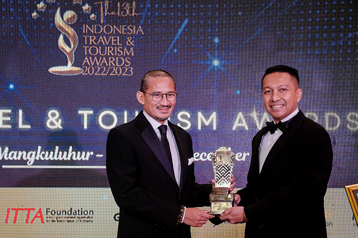 Menteri Pariwisata dan Ekonomi Kreatif (Menparekraf) Sandiaga Salahuddin Uno meraih penghargaan ‘Indonesia Man of The Match in Tourism 2022’.