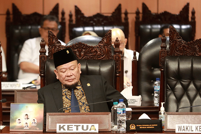 Sidang Paripurna DPD ke-7 masa sidang II Tahun Sidang 2022-2023 di Kompleks Parlemen, Senayan, Jakarta, Senin (9/1/2023).