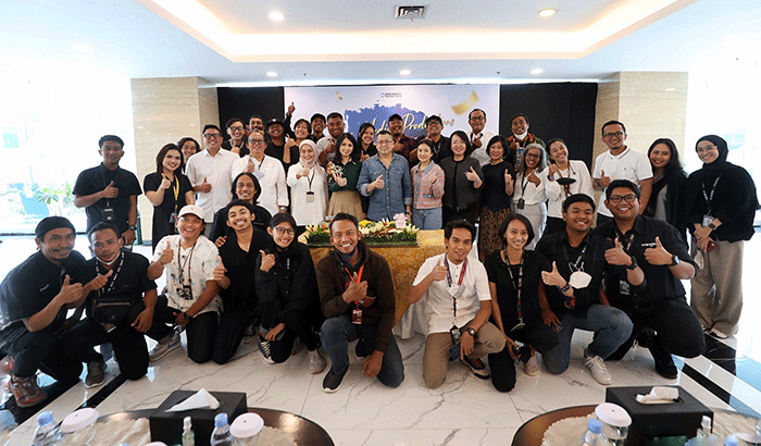 Syukuran Asia Media Productions (AMP) Performance Celebration yang diselenggarakan di lounge Studio RCTI+ Kebun Jeruk, Jakarta, Rabu (11/1/2023).