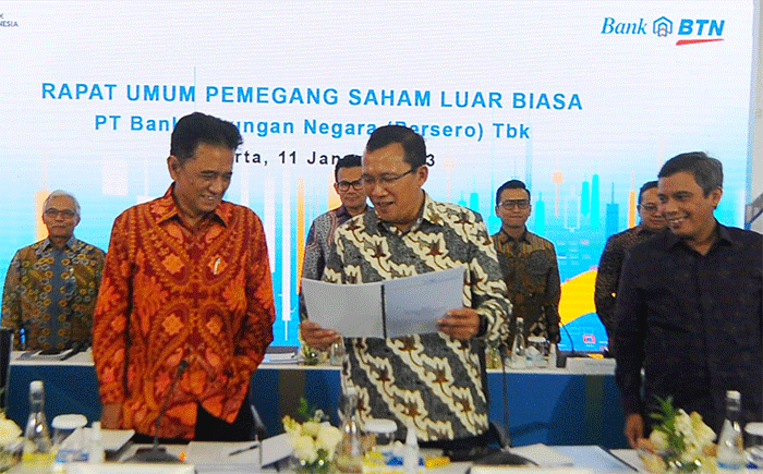Rapat Umum Pemegang Saham Luar Biasa (RUPSLB) Bank BTN di Jakarta, Rabu (11/1/2023).