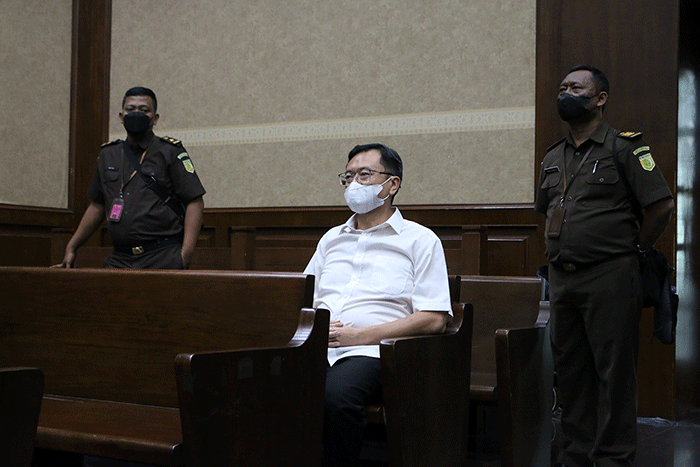 Terdakwa kasus korupsi Asabri Benny Tjokrosaputro menjalani sidang putusan di Pengadilan Tipikor, Jakarta, Kamis (12/1/2023).