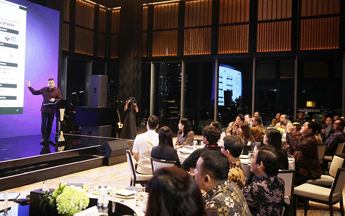 Business Gathering Kementerian BUMN dan MNC Group serta jajaran direksi berbagai BUMN di Jakarta, Jumat (20/1/2023).