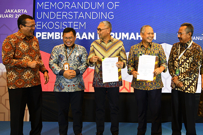Penandatanganan Memorandum of Understanding (MoU) Ekosistem Pembiayaan Perumahan di Jakarta, Rabu (25/1/2023).