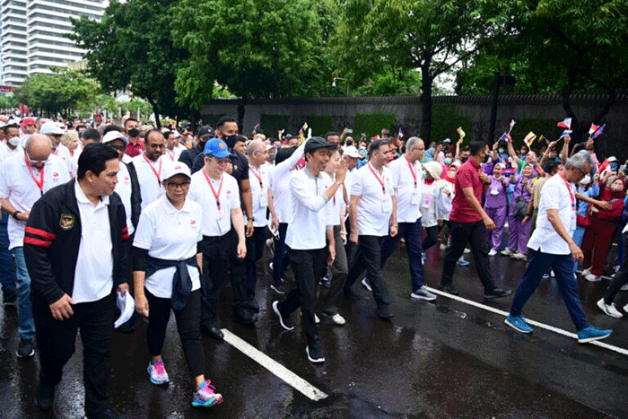 Presiden Joko Widodo menghadiri acara pembukaan (kick-off) keketuaan ASEAN Indonesia 2023 yang dipusatkan di Bundaran Hotel Indonesia (HI).