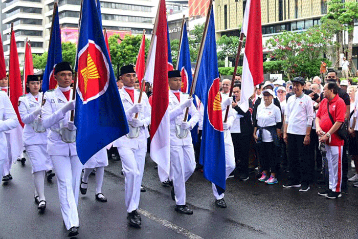 Presiden Joko Widodo menghadiri acara pembukaan (kick-off) keketuaan ASEAN Indonesia 2023 yang dipusatkan di Bundaran Hotel Indonesia (HI).