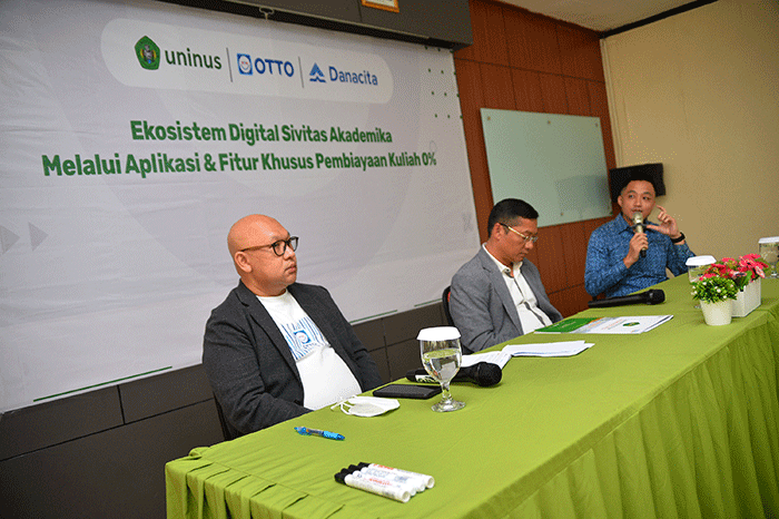 Kerja sama pengembangan layanan digitalisasi keuangan di lingkungan Kampus UNINUS, Bandung, Jawa Barat, Selasa (31/1/2023).