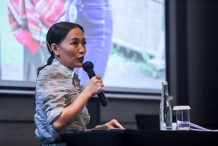Chief Operating Officer Phillipine Tourism Promotions Board, Maria Margarita Montemayor Nograles memberikan pemaparan saat ATF 2023.