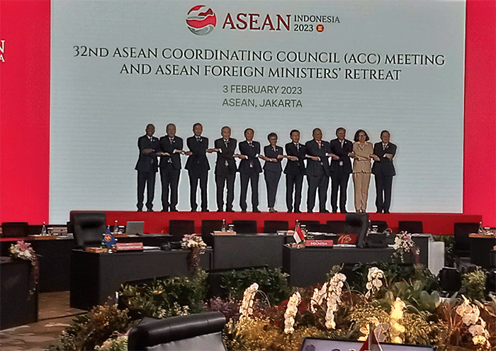 Pertemuan ASEAN Coordination Counsil ke-32 yang digelar di Seketariat ASEAN, Jakarta pada Kamis (3/2/2023).
