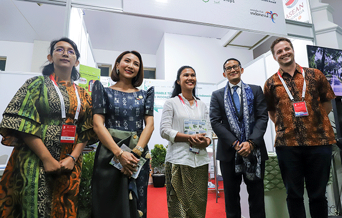 Pameran Travel Exchange (TRAVEX) 2023 saat berlangsungnya ASEAN Tourism Forum (ATF) 2023 di Jogja Expo Center (JEC), D.I Yogyakarta.