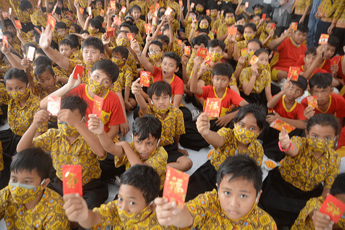 Perayaan Cap Go Meh di Aula Sekolah Kuncup Melati Semarang berlangsung semarak, Senin (6/2/2023).