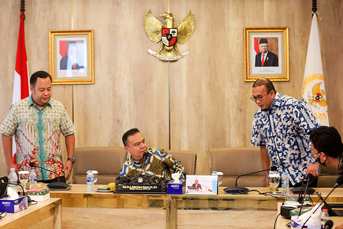 Wakil Ketua DPR RI Sufmi Dasco menerima audiensi para korban Meikarta di Gedung Nusantara III, Gedung DPR, Jakarta, Jumat (10/2/2023).